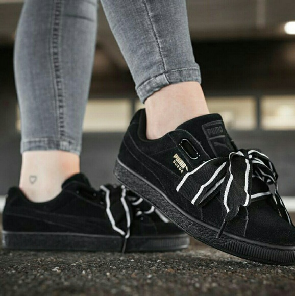 puma suede heart black